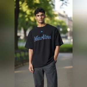 florida marlins MLB Adults Size XL Team Gear Shirt By Majestic Evolution Tee